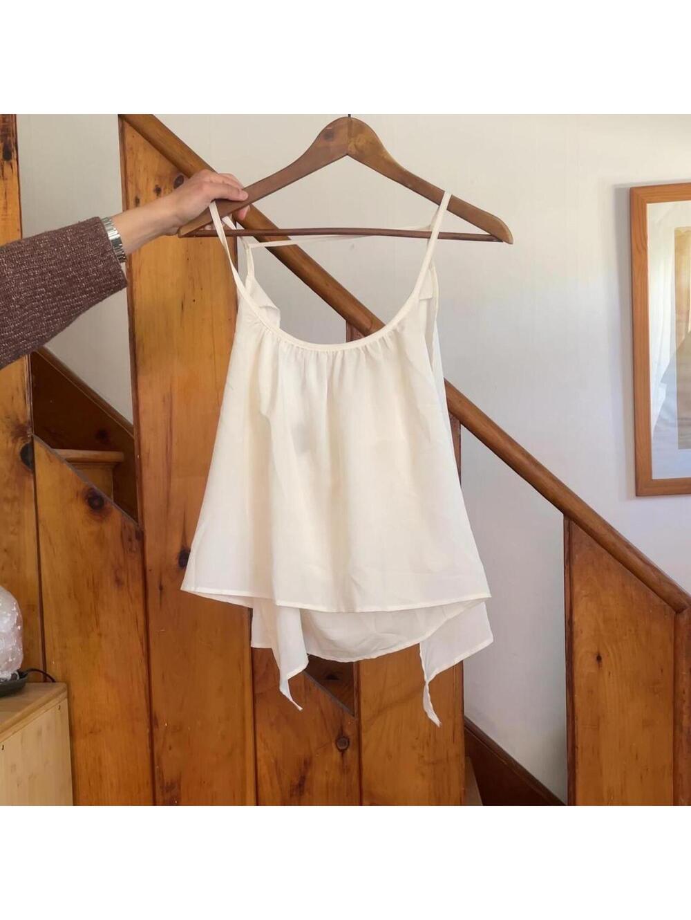White Layered Spaghetti Strap Tank Top - Unbranded